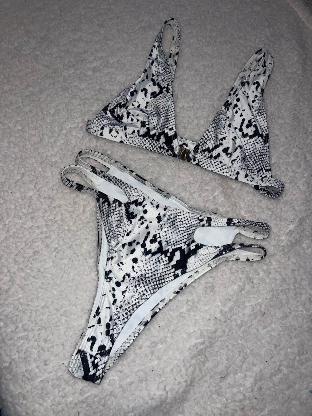 Black & White Snakeskin Print Bikini Set